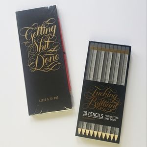 Getting Sh*t Done List Ledger Fu*king Brilliant Pencils Insprational Stationary